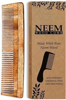 JM SELLER Neem Wooden Dual Lily Comb for Hair Growth, Hairfall, Dandruff, Frizz Control
