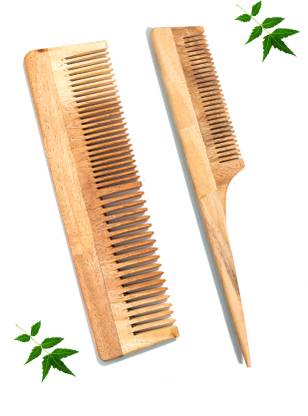 Asogya Neem Wood Comb For Women & Men Hair Growth & Dandruff Free Hair Combo Pack of 2