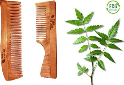 pure nature 2 Different comb 1Set Neem Wood 100% Natural (Pack Of 2)