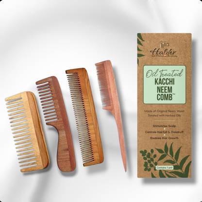 HALDER Handmade Wood comb, Wooden comb| Anti Dandruff , Pack of 4