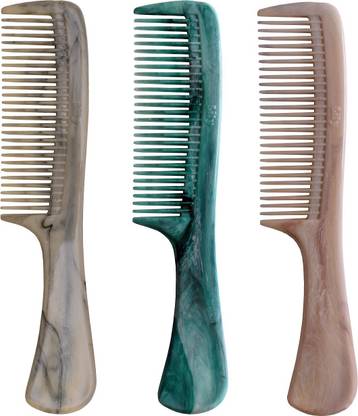 LILY Grooming Marble Handle Hair Combs For Men & Women, Pack of 3