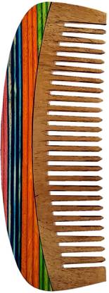 Simgin India Fine teeth Multicolour Neem Wood Comb