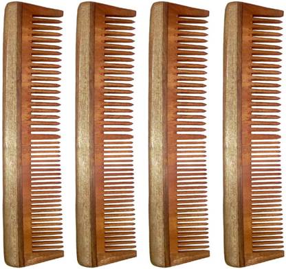 गिन्नी मार्केटिंग Combo of 4 Regular Neem Wood Combs