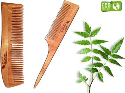 pure nature 2 Different comb 1Set Neem Wood 100% Natural (Pack Of 2)