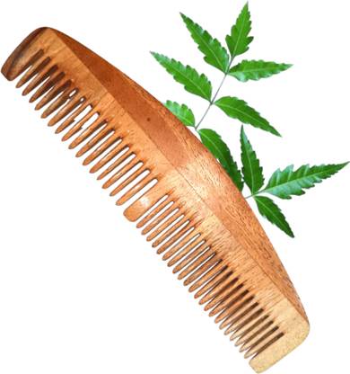 MICLAC Wood Round Comb and Neem Wood Combo Set