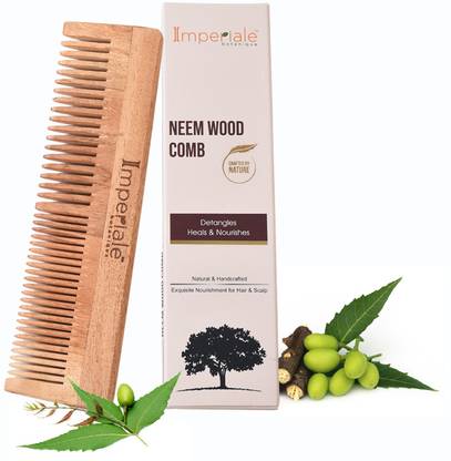 IMPERIALE BOTANIQUE Handmade Neem Wooden Hair Comb For Hair Growth & Dandruff Control ( Pack of 1 )