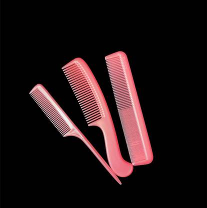 SHD COLLECTIONS Fine Tooth Rat Tail Wide Teeth Long Handle Dressing Combs Set of 3 Multicolor