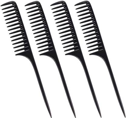 CombZone 4 PCS Wide Tooth Rat Tail Comb - Detangling Parting Hair Brush Comb