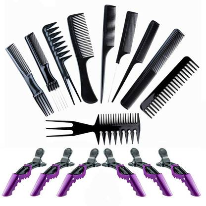 YBN 10Pcs Professional Hair Combs and 6Pcs Hair Clips COMBO