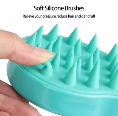 AARADHYAM Designers Hair Brush Scalp Massager Exfoliating Massager Shampoo Brush Combo Soft Silicone Bristles Care and Remove Dandruff Growth Deep Cleaning Brush for Men Women