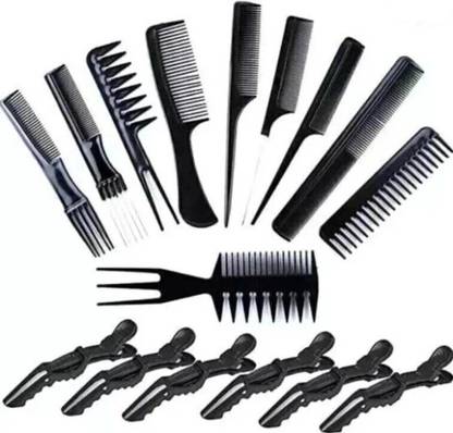 M.S TRADERS 10 PIECE HAIR STYLING COMB SET WITH 6 CROCODILE HAIRCLIP