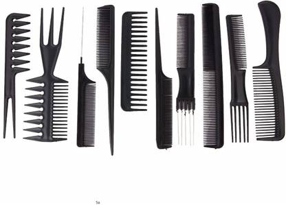 Morbee PROFESSIONAL 10PCS Styling Black Comb Set for All Hair Types & Styles(PACK 10)