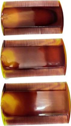 S Mark Smark Slim Lice and Dust Cleaning Narrow Combs ( Scalp Massaging / Grooming Hair brush ) (Men and Women) with Fine Tooth (Brown) - Pack of 3