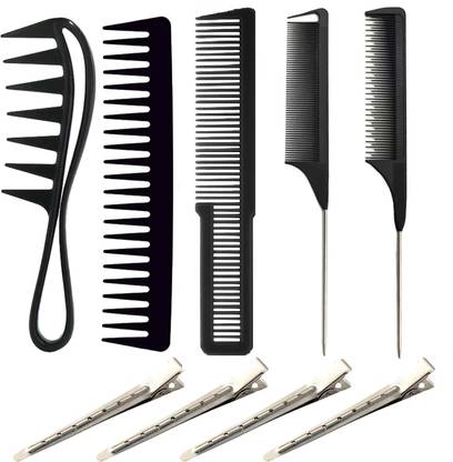 CombZone Hair Stylists Professional Styling Comb Set with clips