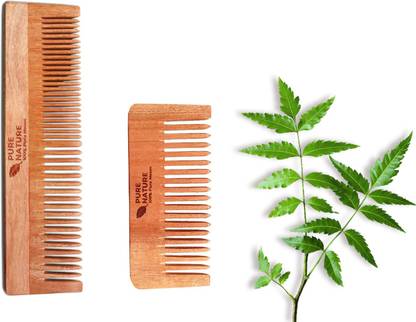 pure nature 2 Different comb 1Set Turly Neem Wood 100% Natural (Pack Of 2)