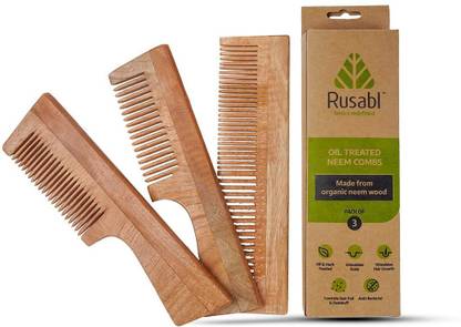 Rusabl Detangling Combs Made from organic Neem Wood