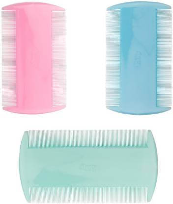 LILY Wide Teeth Lice & Dandruff Hair Combs For Men & Women, Pack of 3