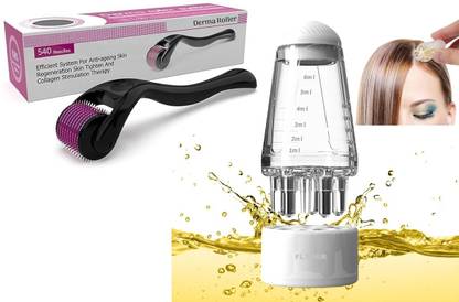 FLYDER Hair Oil applicator Bottle Hair Growth,Derma Roller For Hair And Beard Regrowth