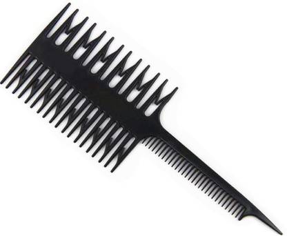 Shihen Hair Dyeing Comb 3-Way Sectioning Highlight Comb Professional Weaving Comb Black