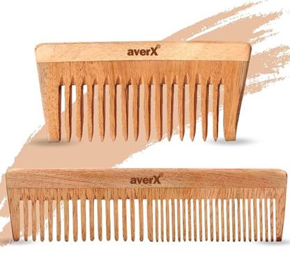 averX Kacchi Neem Wood Comb - Natural Haircare Infused with Neem Oil & Herbal Extracts