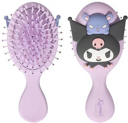 maycreate Kuromi Paddle Hair Brush for Girls 53 Inches Oval Kids Detangler Cartoon Comb