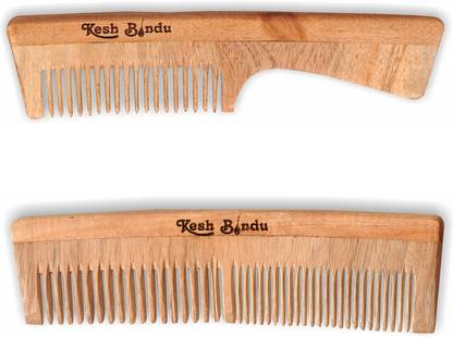 KeshBindu Neem Wood Combs 100% Handmade, Anti- Dandruff C1 & C4 Comb