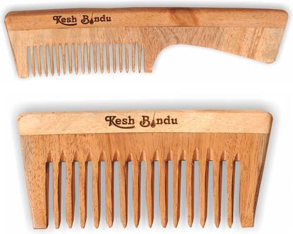 KeshBindu Neem Wood Combs 100% Handmade, Anti- Dandruff C1 & C2 Comb