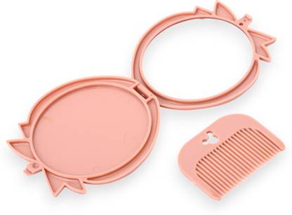 SUPER99 Pineapple Shape Travel Hair Mini Mirror With Comb Pocket Set (Pack of 1 Set)