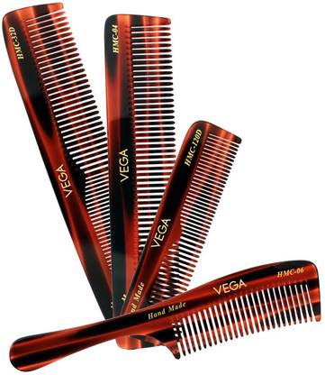 VEGA Set of 4 Handmade Hair Comb, (India's No.1 Hair Comb Brand), (HMCS-04)