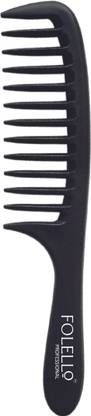 FOLELLO Professional Carbon Fiber Comb With Handle - Ergonomic Grip - 205x43x7mm
