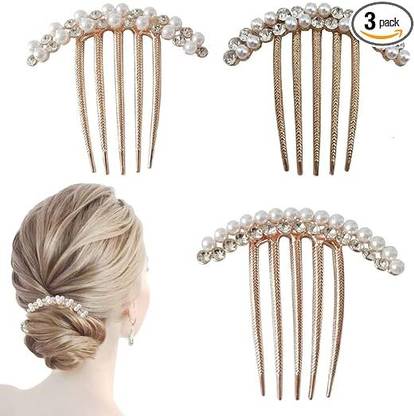 maycreate 4Pcs Women Magic Beads Hair Clips Stretchy Double Comb Different hair styles Accessories