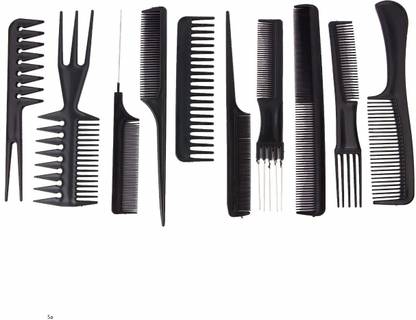 Morbee PROFESSIONAL 10PCS Styling Black Comb Set for All Hair Types & Styles(PACK 10)