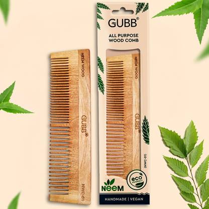 GUBB All-Purpose Neem Comb - Detangle, Control Frizz & Add Shine | Perfect Neem Comb
