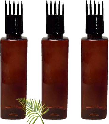 AKIL Empty Hair Oil Bottle For Applying Hair Oil - 3 Bottle With Comb Applicator