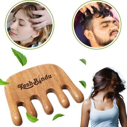 KeshBindu Pure Neem Wood Detangling Comb for Reducing Dandruff, Breakage & Hairfall