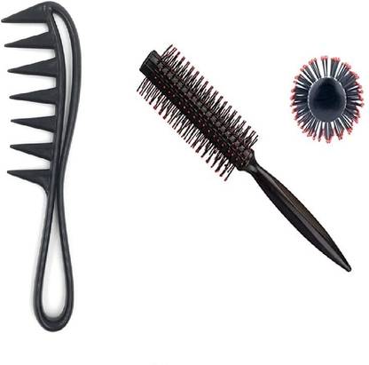 beldia Shampoo & round comb for Detangling, Blow Drying, Curls, Waves, All Hair Types