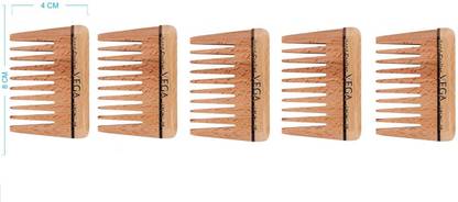 VEGA Wide Tooth Wooden Comb - HMWC-05 Pack of 5