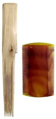 KGR SplashWooden & Plastic Dust Lice Clean Hair Comb & Eeroli (PACK OF 2)