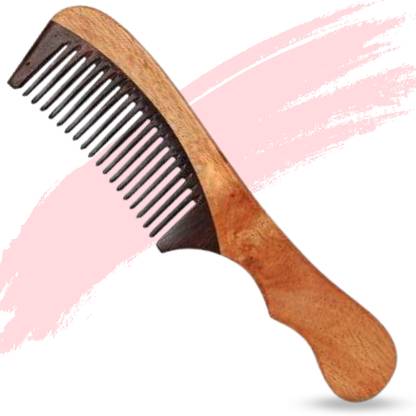 KeshBindu Organic Rose Wooden Comb with Handle II Massages Scalp, Stimulates Hair Growth, Removes Dandruff
