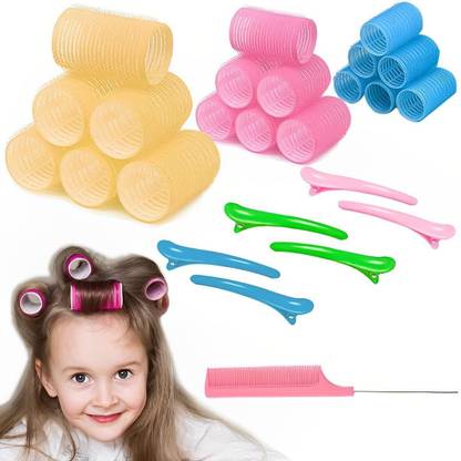 Plenteous Hair Curlers Rollers 18 Pcs Set with 6 pcs Duckbill Clips and Hair Comb, Hair Curler
