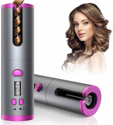 NIJEK STORE Automatic Auto Hair Curler, Wireless Curling Iron Ceramic Rotating Cordless USB Rechargeable Timer LCD Digital Hair Curler Irons Adjustable Temperature Hair Care Hair Styling Tool Hair Curler