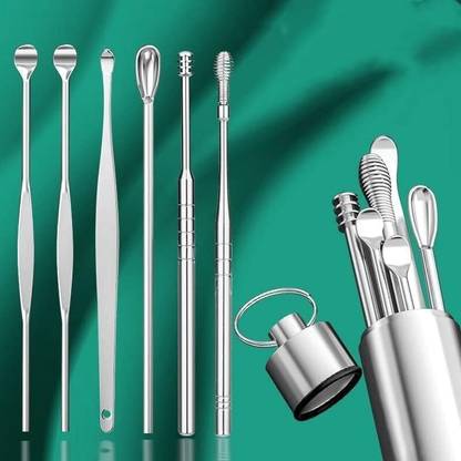 MBVTREADS 6 Pcs Ear Wax Cleaner, Ear Pick Earwax Removal Kit, Ear Cleansing Tool Set Hair Curler