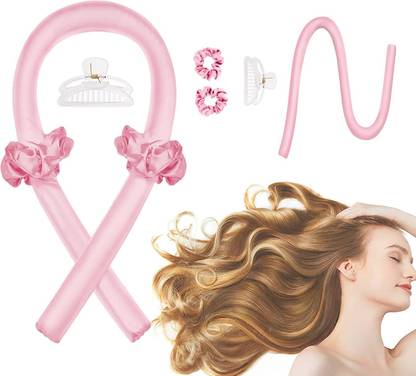 SHOPOGENIX Heatless Curling Rod Headband,No Heat Curl Ribbon with Hair Clips and Scrunchies Hair Curler