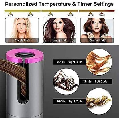 ASHVI CITY USB Rechargeable Automatic Wireless Electric Hair Curler L/R Rotating Hair Curler
