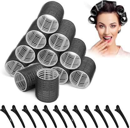 HASTHIP 12Pcs Hair Rollers for Women Heatless Hair Curler Set with 12 Duckbill Clips Hair Curler