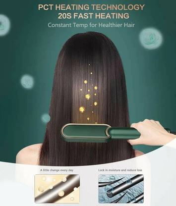 CHG ™FH909 Hair Straightener Brush, Built with Hair Straightening Iron Comb Green Hair Curler