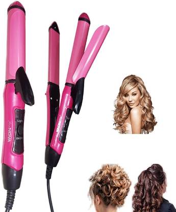 MELDIKING New 2-in-1 Hair Set Curler and Straightener with Ceramic Plate Hair Curler