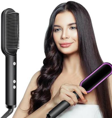 Firststep ™FH909 Hair Straightener Brush, Built with Hair Straightening Iron Comb Black Hair Curler