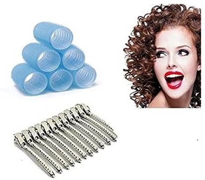 UNIGESTION 6 Pcs Hair Rollers & 12 metal section clip for hair styling Hair Curler