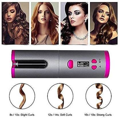 ASHVI CITY USB Rechargeable Automatic Wireless Electric Hair Curler L/R Rotating Hair Curler